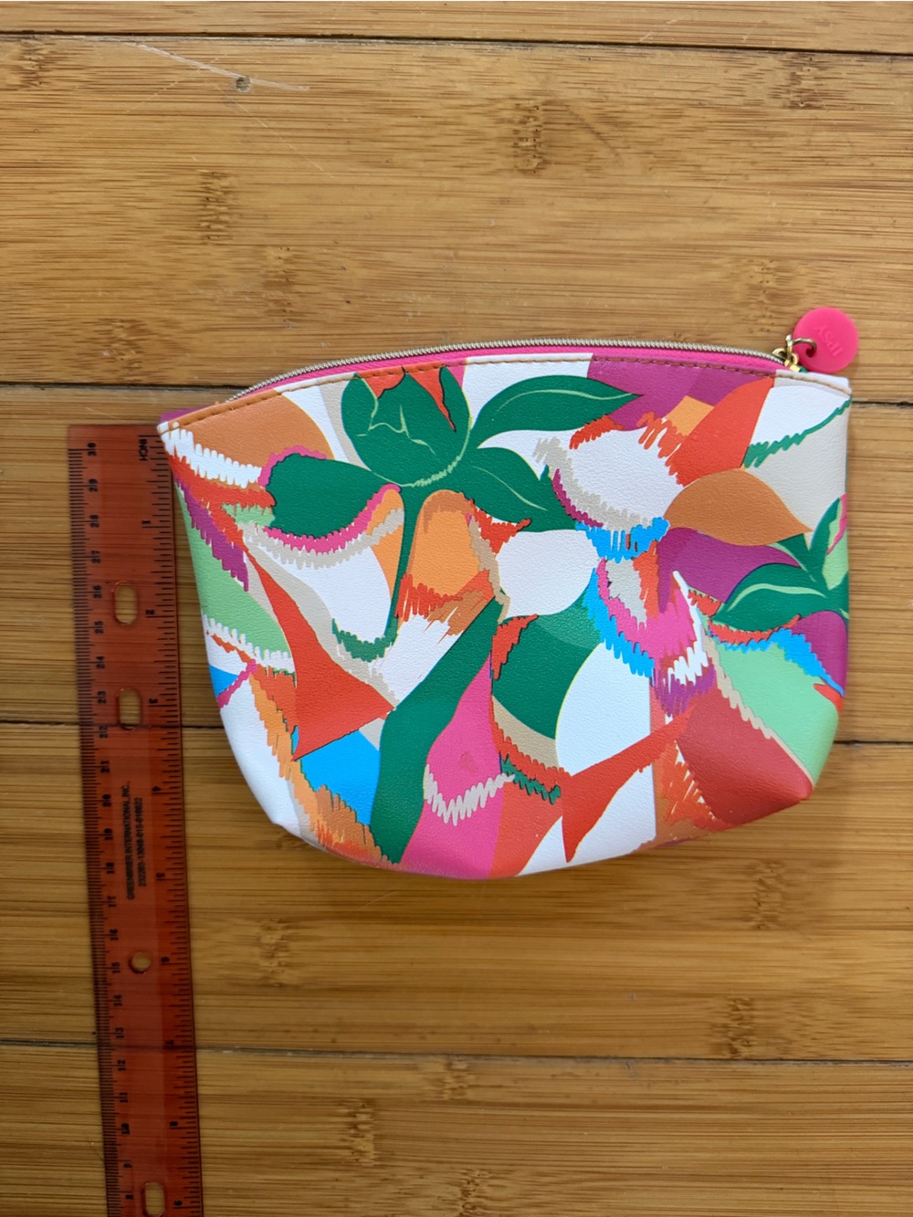 ipsy Floral Zip Pouch in Pink, Orange, Green & White